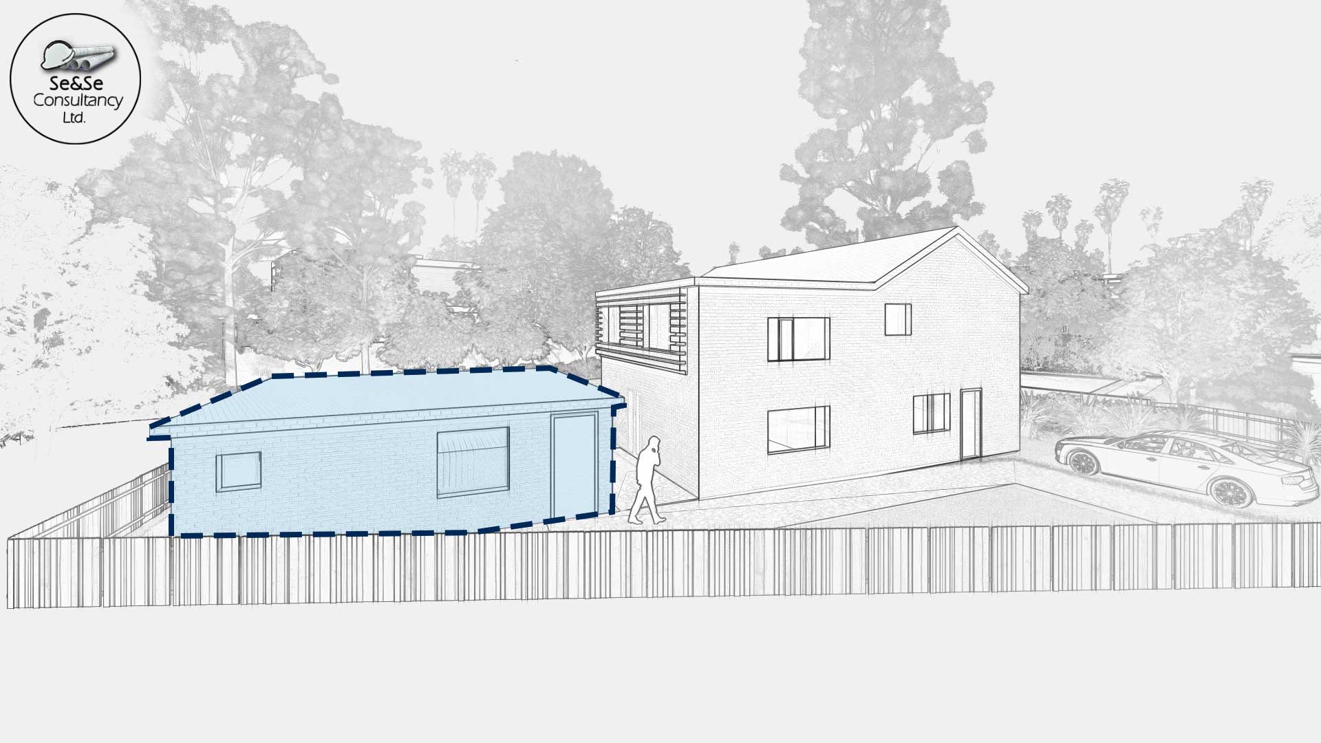 Garden Room- Outbuilding Design Sketch in London, UK