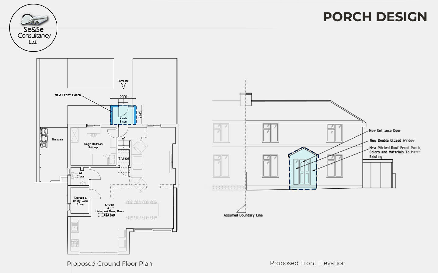 Porch Design Architectural Drawings in London, UK